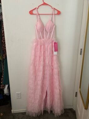 Midnight Doll Pink Tulle Corset Ruffle Gown NWT Princess Dress